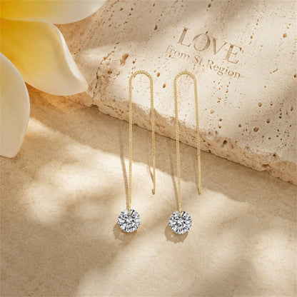 Cubic Zirconia and 18K Gold-Plated Ear Threaders, everyday style, lifestyle look