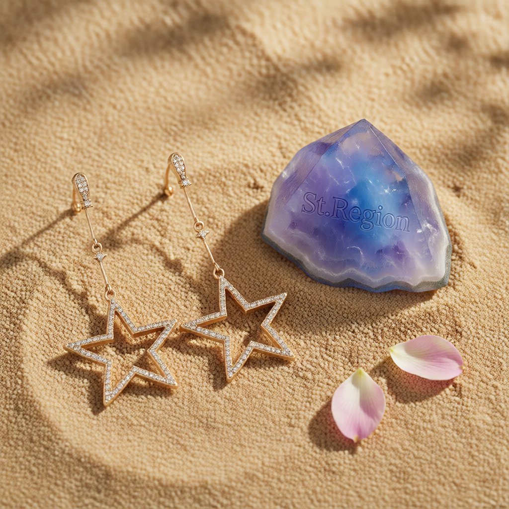 Cubic Zirconia & 18K Gold-Plated Hollow Star Drop Earrings
