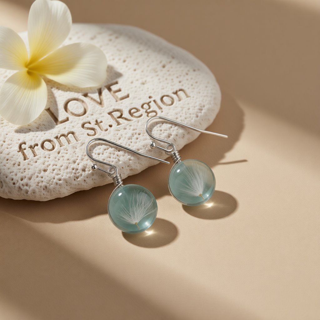 White Dandelion Drop Earrings, drop earrings for women, elegant gift for her, lifestyle look