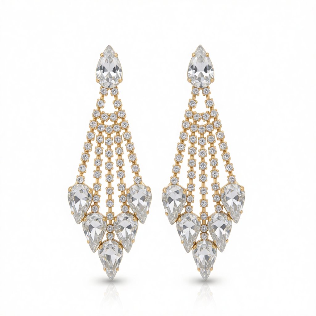 Crystal and Cubic Zirconia Tassel Drop Earrings, drop earrings for women, elegant gift for her, side view