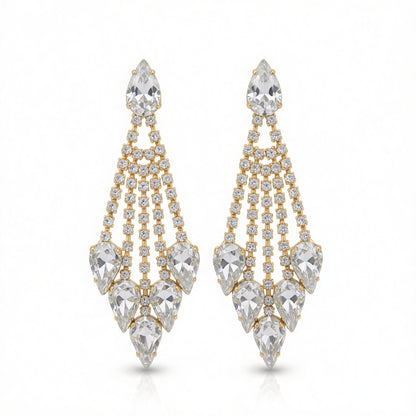 Crystal and Cubic Zirconia Tassel Drop Earrings, drop earrings for women, elegant gift for her, side view
