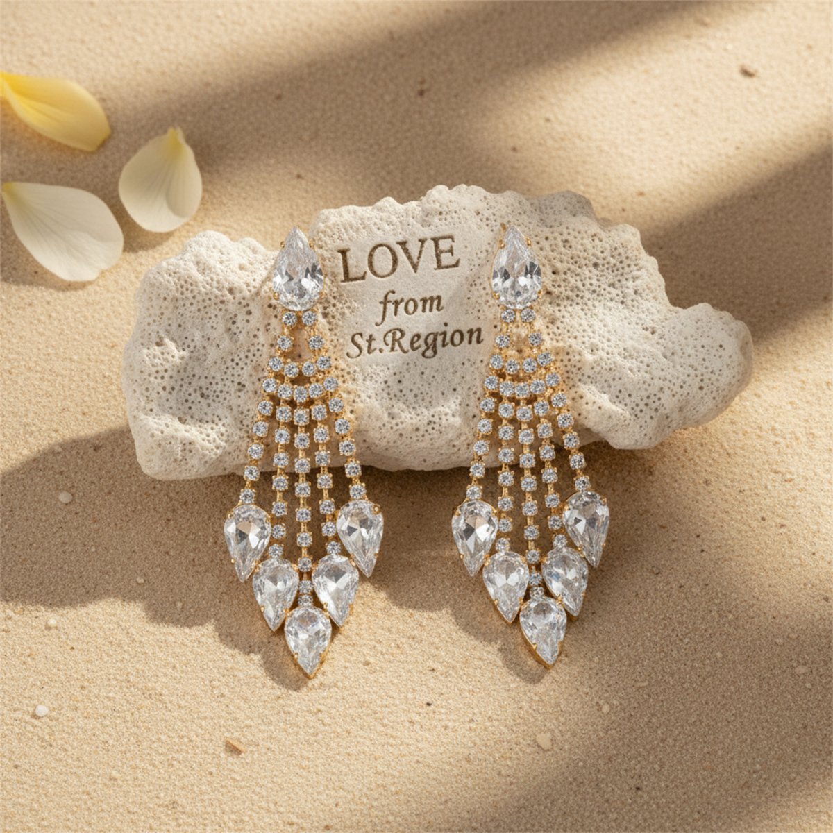 Crystal and Cubic Zirconia Tassel Drop Earrings, drop earrings for women, elegant gift for her, detail close-up