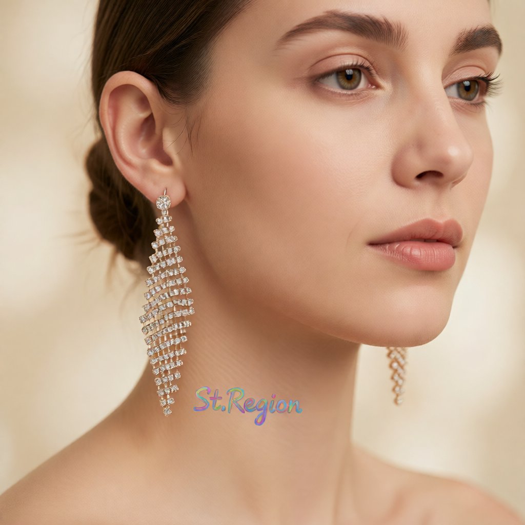 Cubic Zirconia and 18K Gold-PlatedCubic Zircon Rhombus Drop Earrings, gold drop earrings for women, styled look