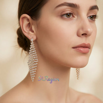 Cubic Zirconia and 18K Gold-PlatedCubic Zircon Rhombus Drop Earrings, gold drop earrings for women, styled look