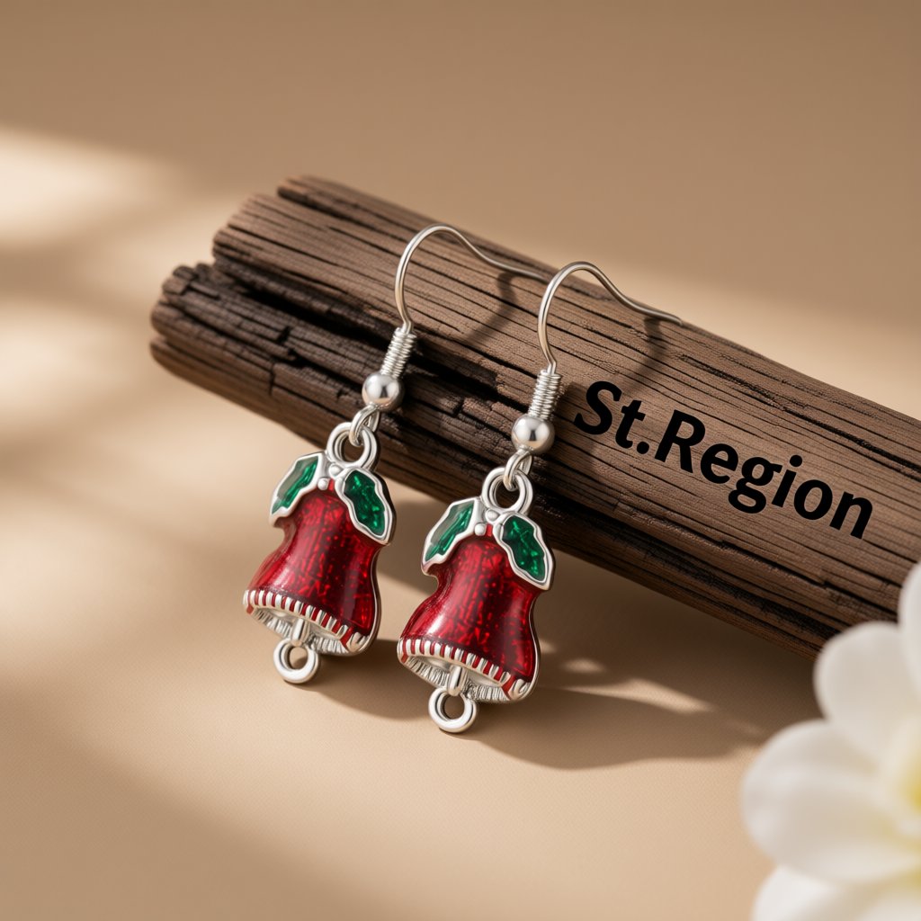 Silver-Plated Bell Drop Earrings, silver drop earrings for women, dainty minimalist design, front view