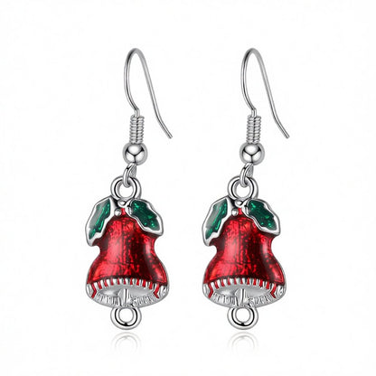 Silver-Plated Bell Drop Earrings, silver drop earrings for women, dainty minimalist design, side view