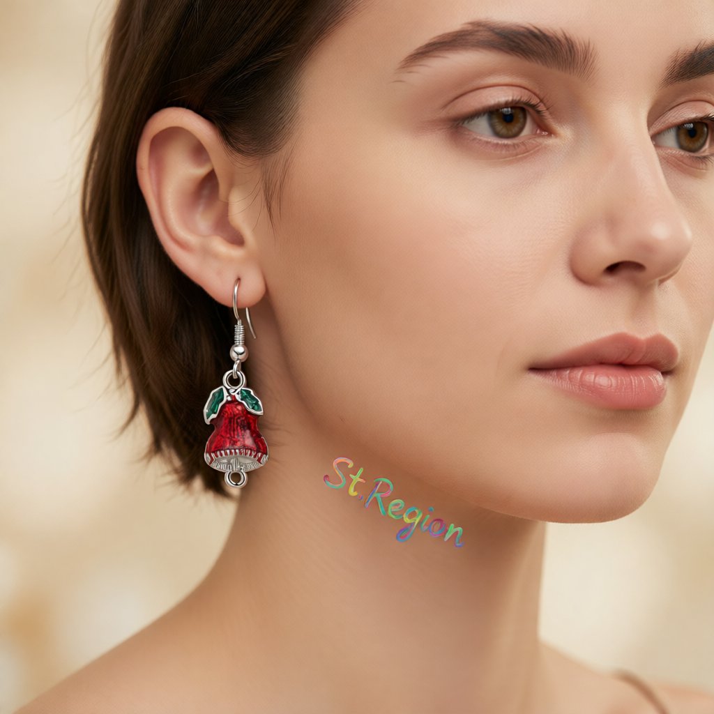 Silver-Plated Bell Drop Earrings, silver drop earrings for women, dainty minimalist design, styled look