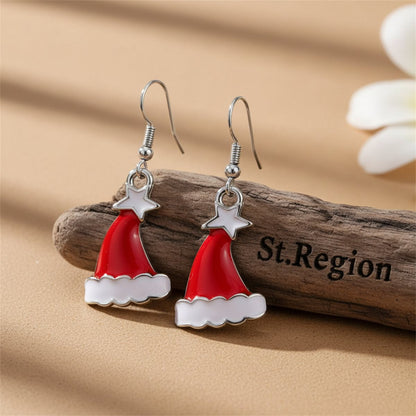 Silver-Plated Hat Drop Earrings, silver drop earrings for women, dainty minimalist design, front view
