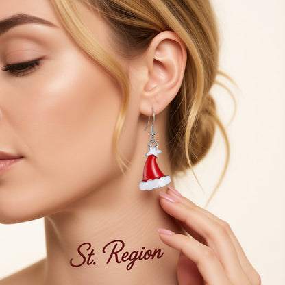 Silver-Plated Hat Drop Earrings, silver drop earrings for women, dainty minimalist design, styled look