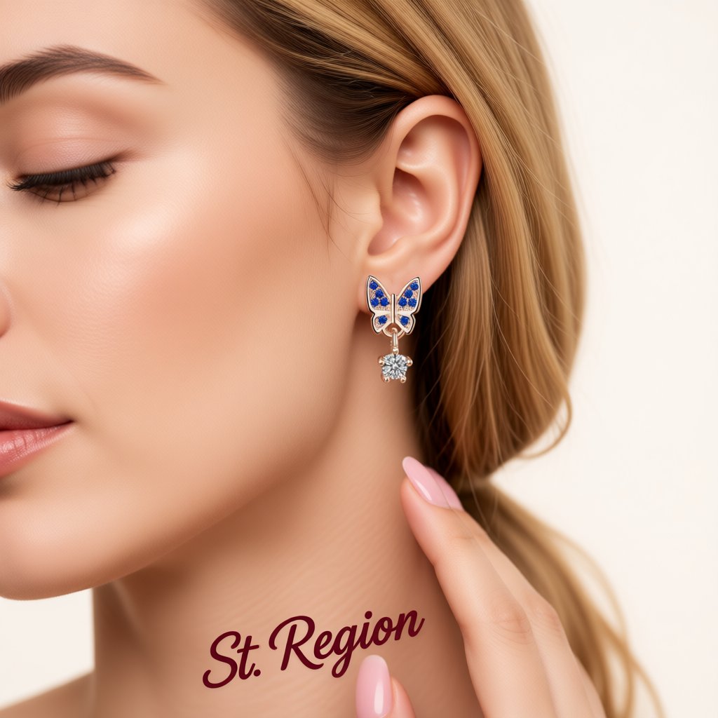 Cubic Zirconia and 18K Rose Gold-Plated Butterfly Drop Earrings, rose gold drop earrings for women, styled look