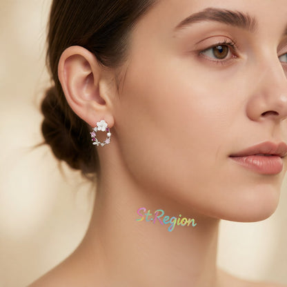 Opal and Cubic Zirconia Butterfly and Floral Stud Earrings, cubic zirconia stud earrings for women, styled look