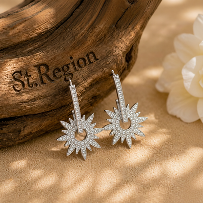 Cubic Zirconia & Silver-Plated Sun Drop Earrings