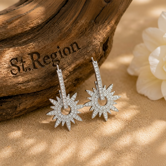 Cubic Zirconia & Silver-Plated Sun Drop Earrings