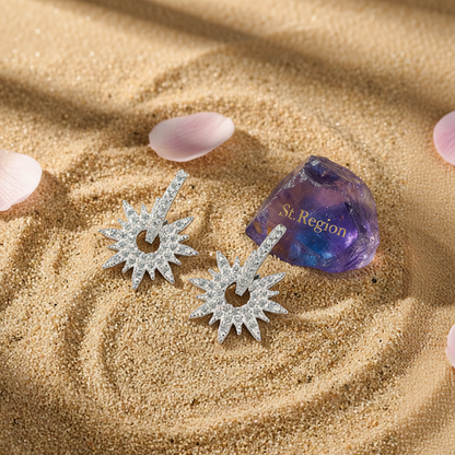 Cubic Zirconia & Silver-Plated Sun Drop Earrings