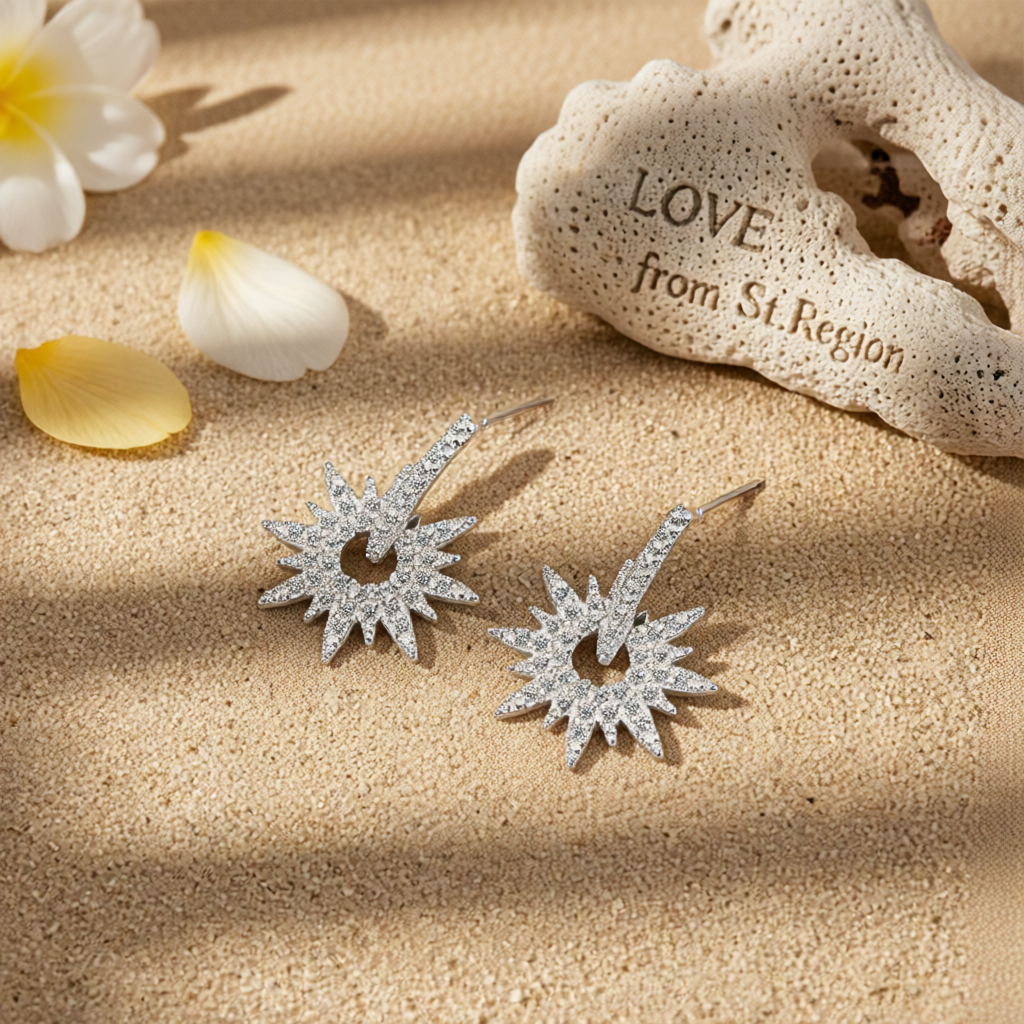 Cubic Zirconia & Silver-Plated Sun Drop Earrings