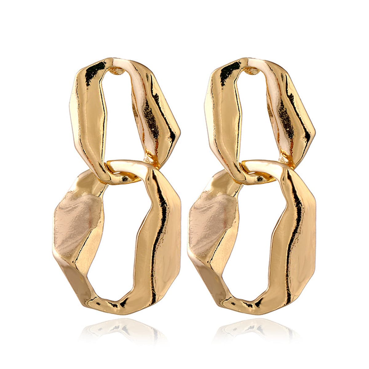 18K Gold-Plated Irregular Geometry Drop Earrings, gold drop earrings for women, everyday style, side view