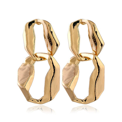 18K Gold-Plated Irregular Geometry Drop Earrings, gold drop earrings for women, everyday style, side view