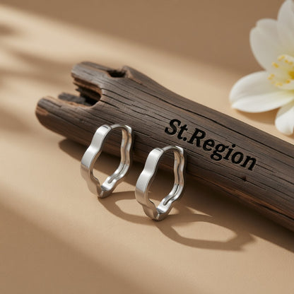 Silver-Plated Floral Hoop Earrings, silver huggie earrings, elegant gift for her, front view