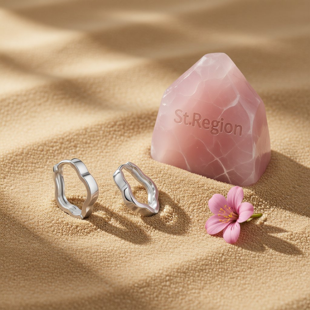 Silver-Plated Floral Hoop Earrings, silver huggie earrings, elegant gift for her, detail close-up