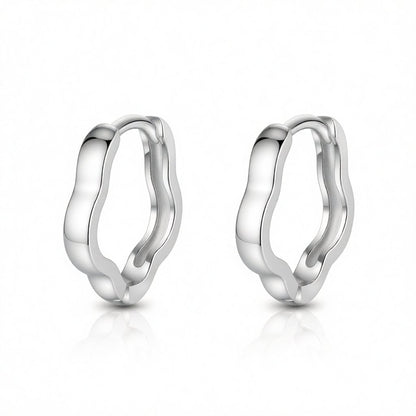 Silver-Plated Floral Hoop Earrings, silver huggie earrings, elegant gift for her, side view
