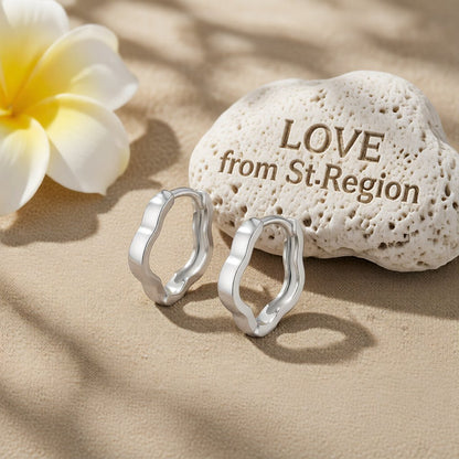 Silver-Plated Floral Hoop Earrings, silver huggie earrings, elegant gift for her, lifestyle look