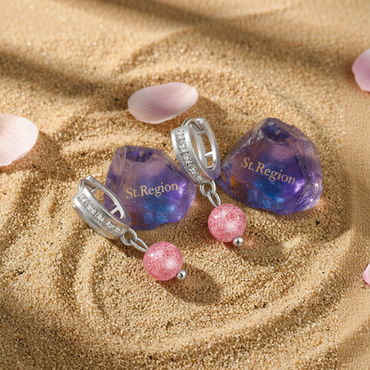Cubic Zirconia & Pink Crystal Silver-Plated Huggie Drop Earrings