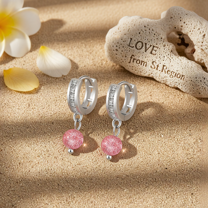 Cubic Zirconia & Pink Crystal Silver-Plated Huggie Drop Earrings