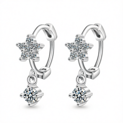 Cubic Zirconia & Silver-Plated Flower Drop Earrings