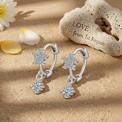 Cubic Zirconia & Silver-Plated Flower Drop Earrings