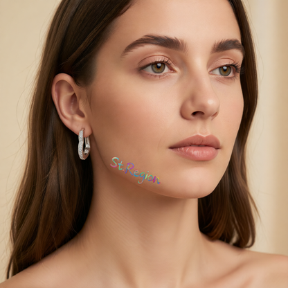 Cubic Zirconia & Silver-Plated Heart Hoop Earrings