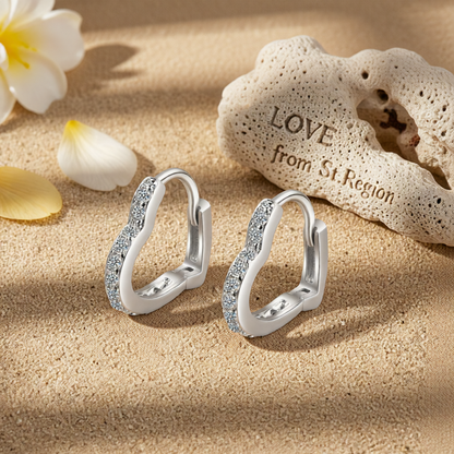 Cubic Zirconia & Silver-Plated Heart Hoop Earrings