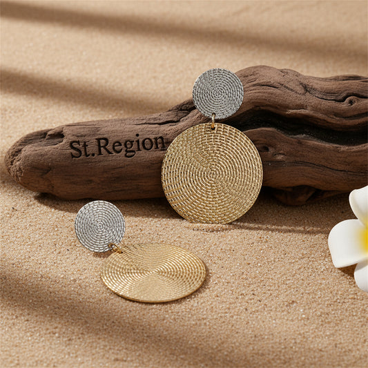 18K Gold-Plated & Silver-Plated Woven Disk Drop Earrings - Street Region