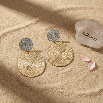 18K Gold-Plated & Silver-Plated Woven Disk Drop Earrings - Street Region