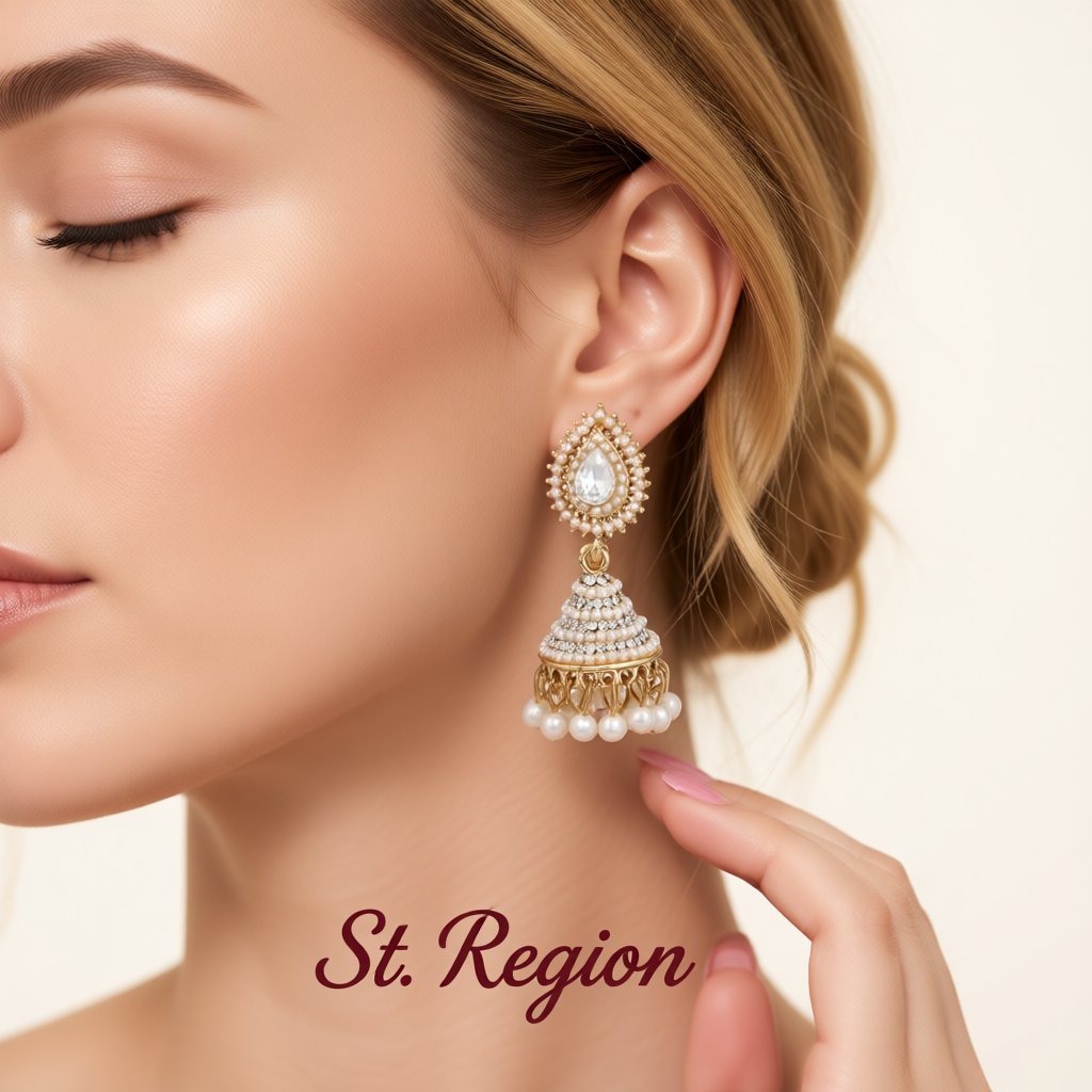 Cubic Zirconia and Crystal Pearl-Accented Chandelier Drop Earrings, drop earrings for women, everyday style, styled look
