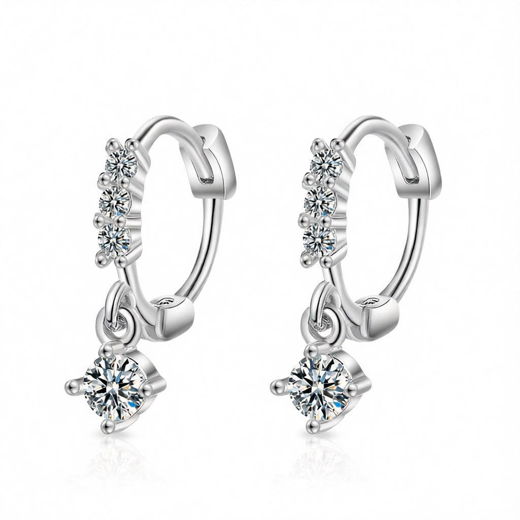 Cubic Zirconia & Silver-Plated Round-Cut Drop Earrings