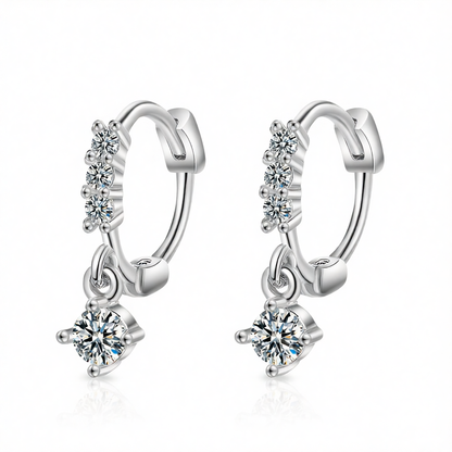Cubic Zirconia & Silver-Plated Round-Cut Drop Earrings