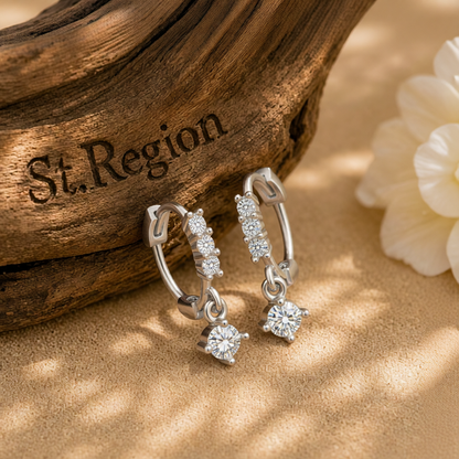 Cubic Zirconia & Silver-Plated Round-Cut Drop Earrings