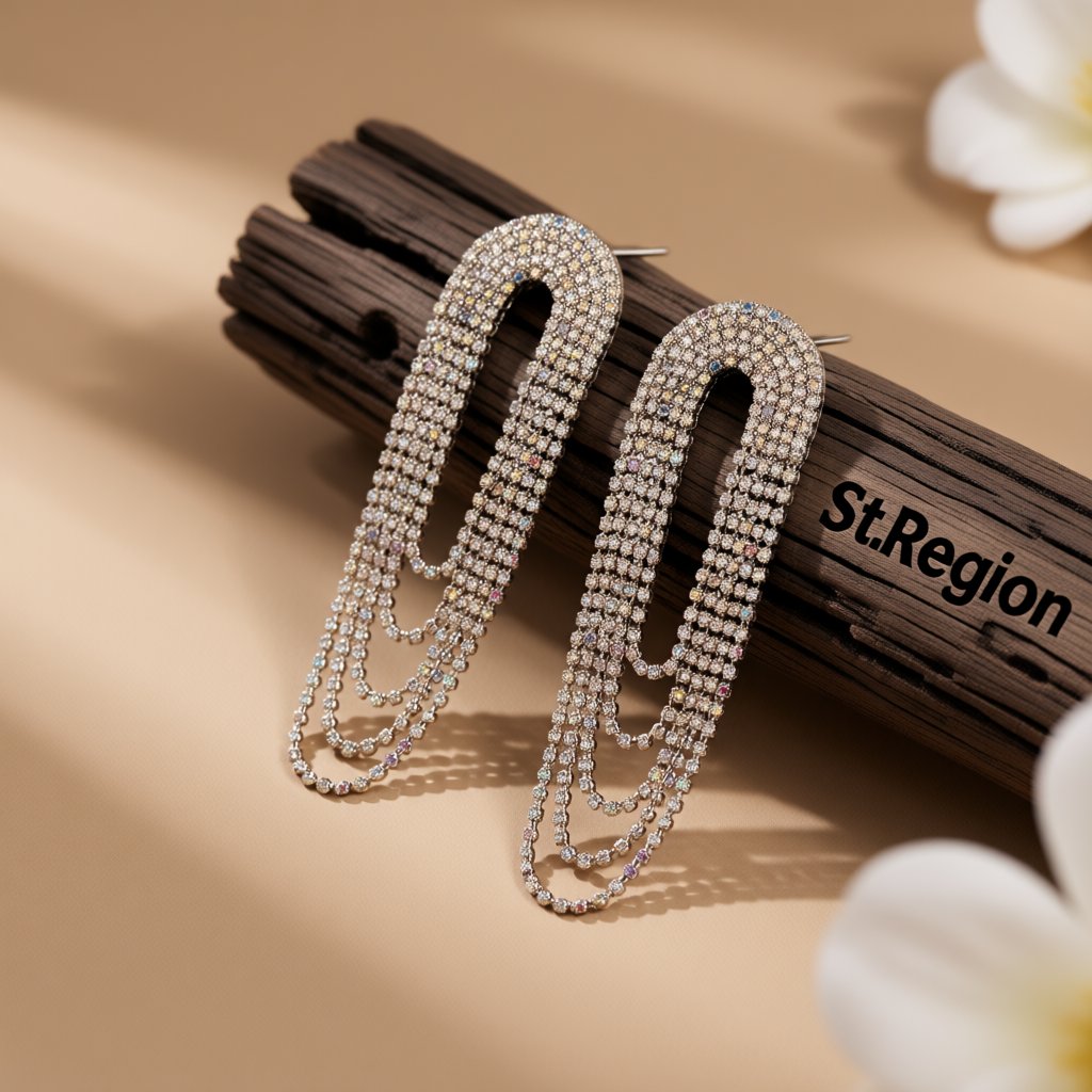 Cubic Zirconia and 18K Gold-Plated Layered Drop Earrings, gold drop earrings for women, vintage-inspired design, front view