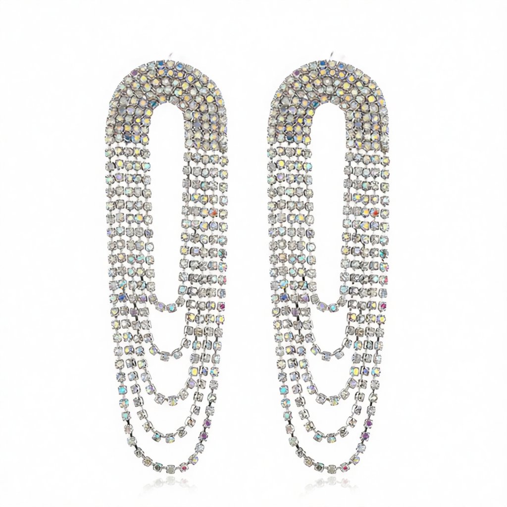 Cubic Zirconia and 18K Gold-Plated Layered Drop Earrings, gold drop earrings for women, vintage-inspired design, side view