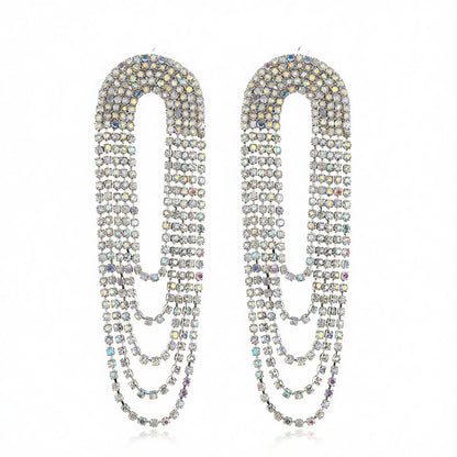 Cubic Zirconia and 18K Gold-Plated Layered Drop Earrings, gold drop earrings for women, vintage-inspired design, side view