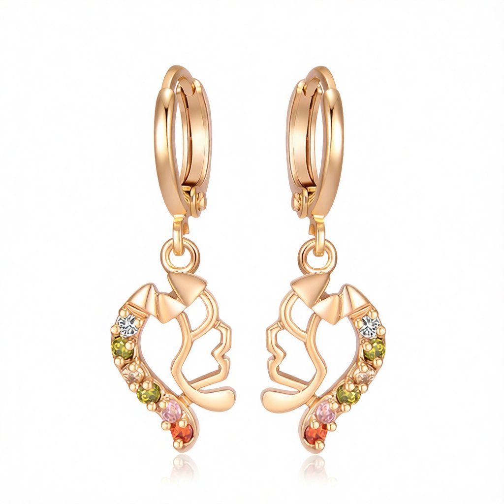 Cubic Zirconia and 18K Gold-Plated Geometric Drop Earrings, gold huggie earrings, everyday style, side view