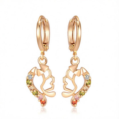Cubic Zirconia and 18K Gold-Plated Geometric Drop Earrings, gold huggie earrings, everyday style, side view