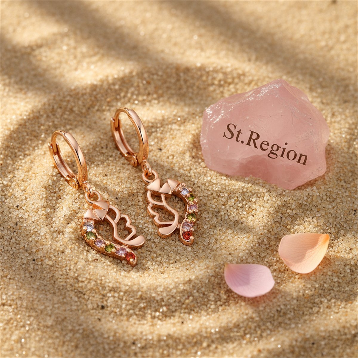 Cubic Zirconia and 18K Gold-Plated Geometric Drop Earrings, gold huggie earrings, everyday style, detail close-up
