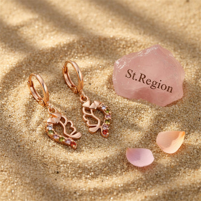 Cubic Zirconia and 18K Gold-Plated Geometric Drop Earrings, gold huggie earrings, everyday style, detail close-up
