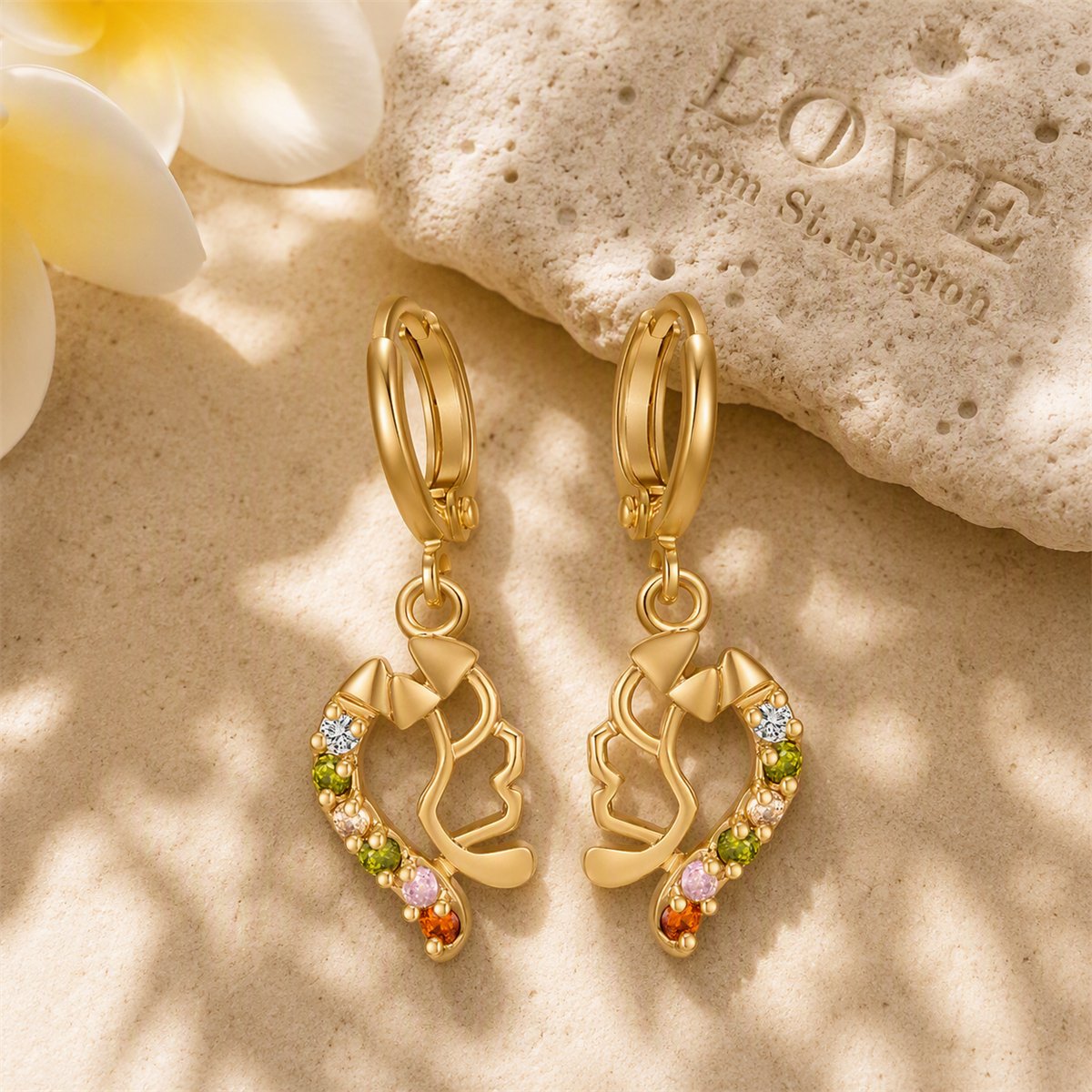 Cubic Zirconia and 18K Gold-Plated Geometric Drop Earrings, gold huggie earrings, everyday style, lifestyle look