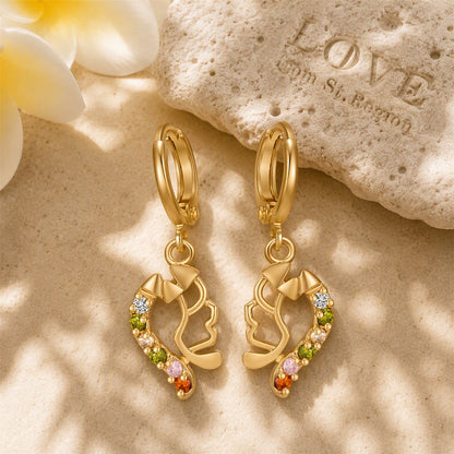 Cubic Zirconia and 18K Gold-Plated Geometric Drop Earrings, gold huggie earrings, everyday style, lifestyle look