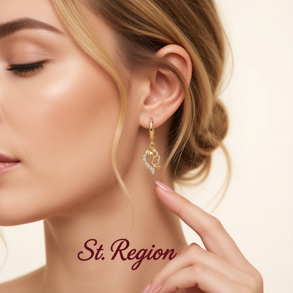 White Cubic Zirconia and 18K Gold-Plated Geometric Drop Earrings, gold huggie earrings, everyday style, styled look