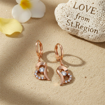Cubic Zirconia & 18K Gold-Plated Heart Drop Earrings