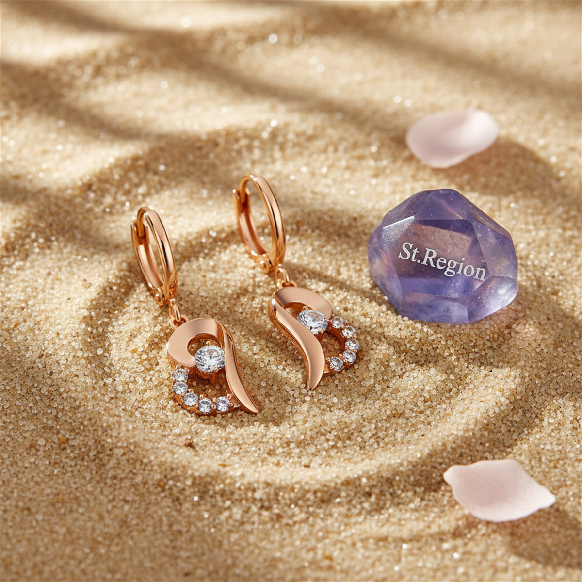 Cubic Zirconia & 18K Gold-Plated Heart Drop Earrings