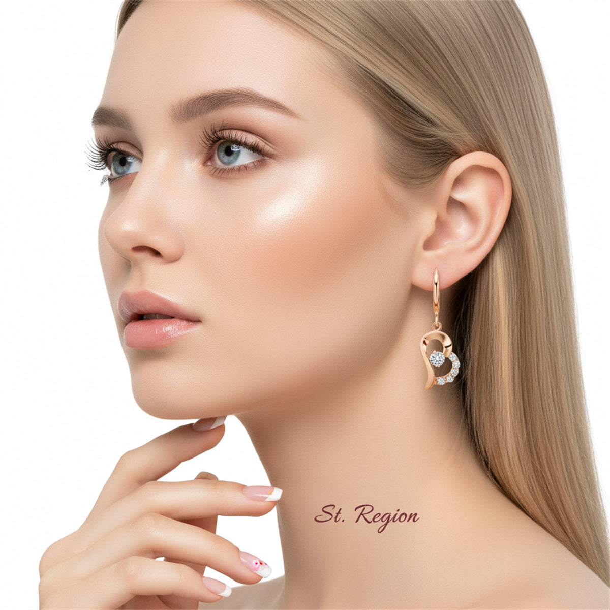 Cubic Zirconia & 18K Gold-Plated Heart Drop Earrings